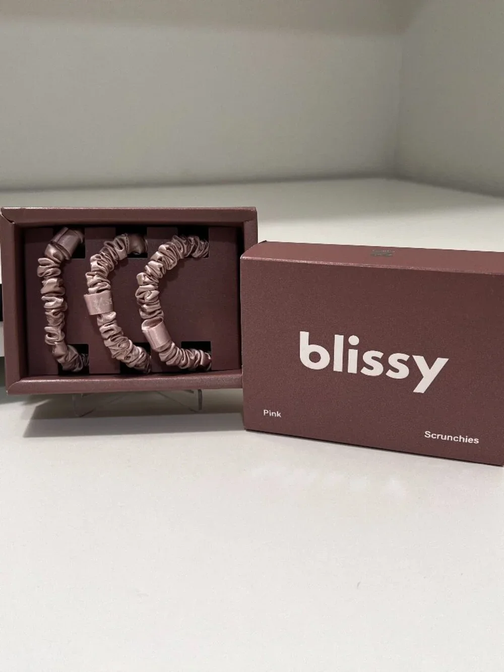 Blissy 100% Mulberry Silk Skinny Scrunchies – Set of 3 | Pink | NWT